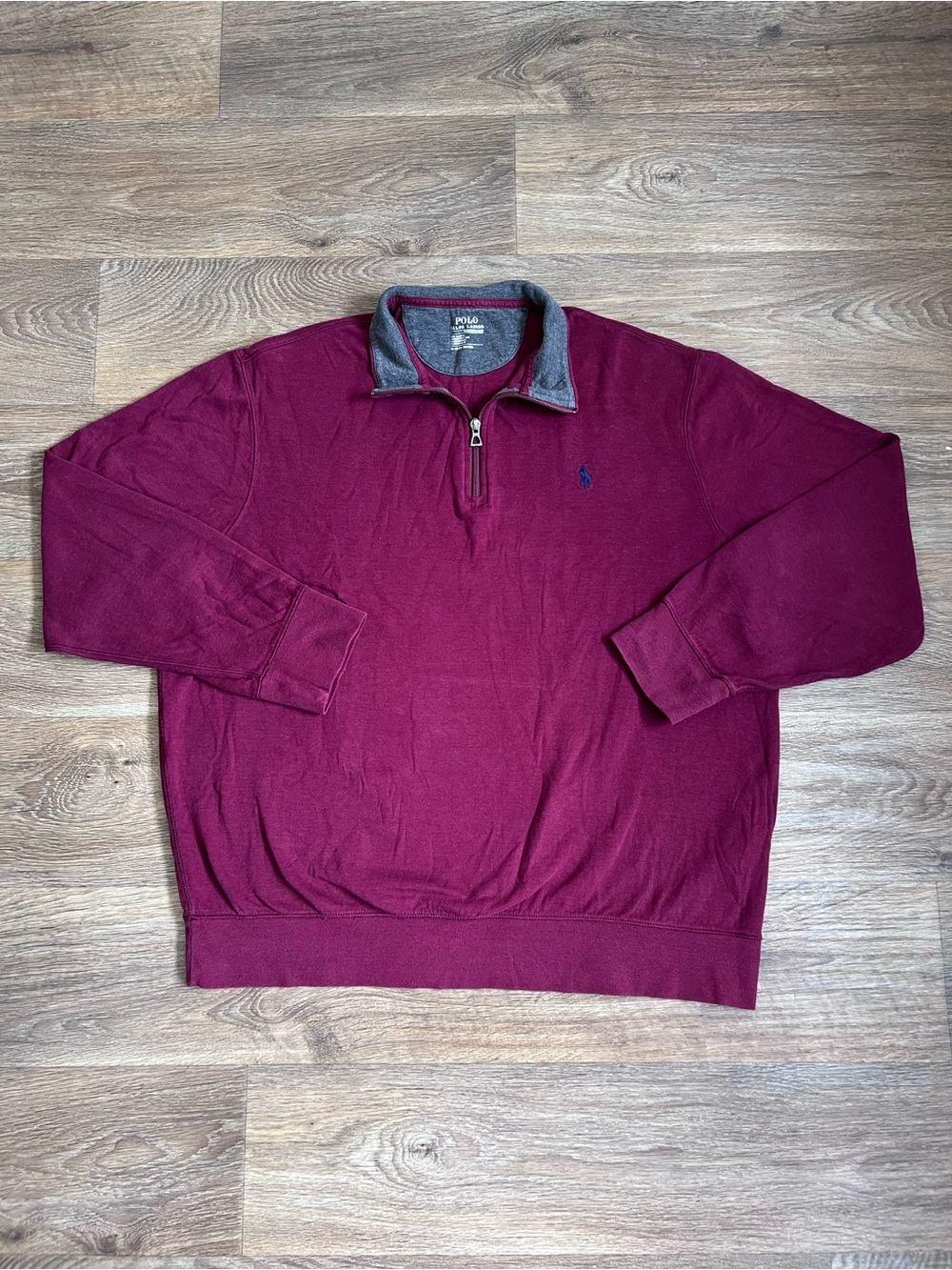 Polo by Ralph Lauren Heather Gray and Berry Crewneck/A584
